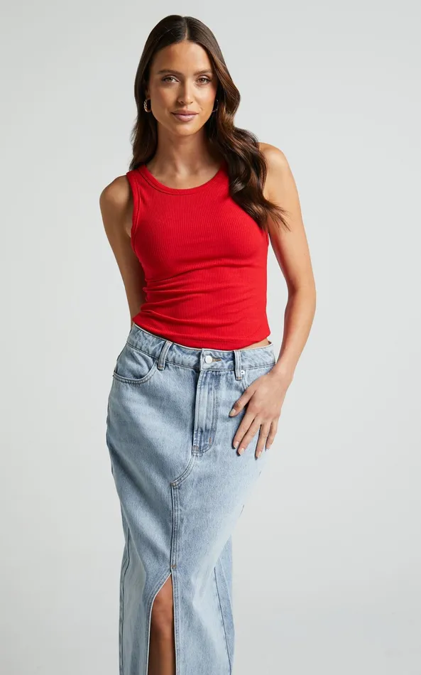 Showpo Can039t You Tell Top 8211 Ribbed Tank Top In Red Women Basics