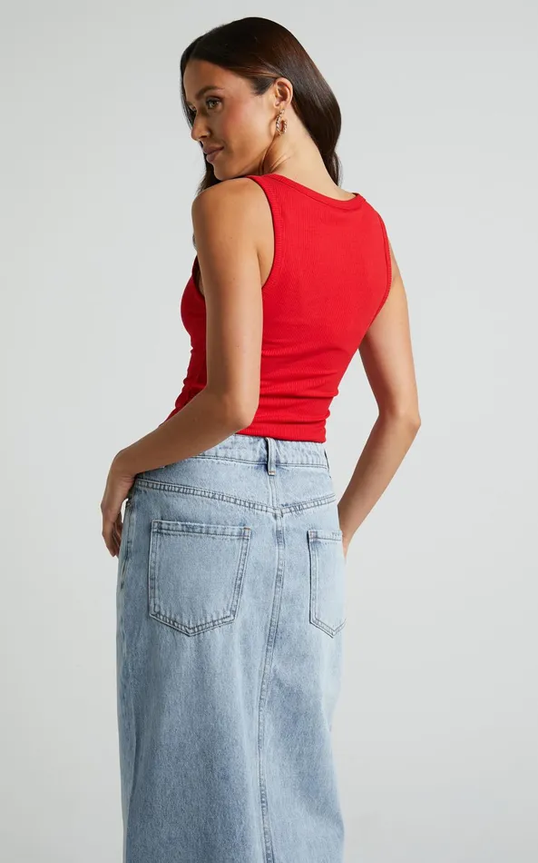 Showpo Can039t You Tell Top 8211 Ribbed Tank Top In Red Women Basics