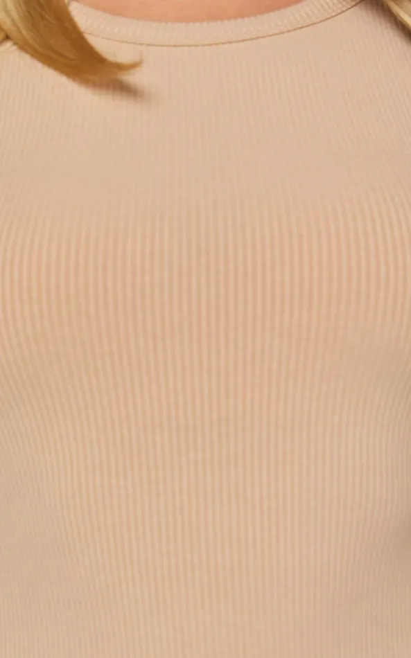 Showpo Can039t You Tell Top 8211 Ribbed Tank Top In Sand Women Basics