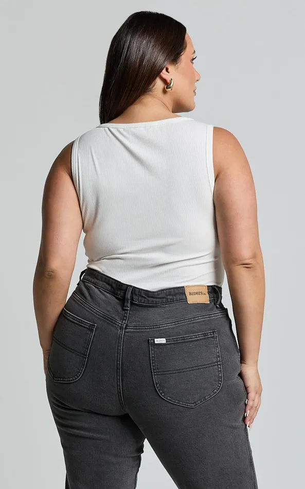 Showpo Can039t You Tell Top 8211 Ribbed Tank Top In White Women Curve Clothes