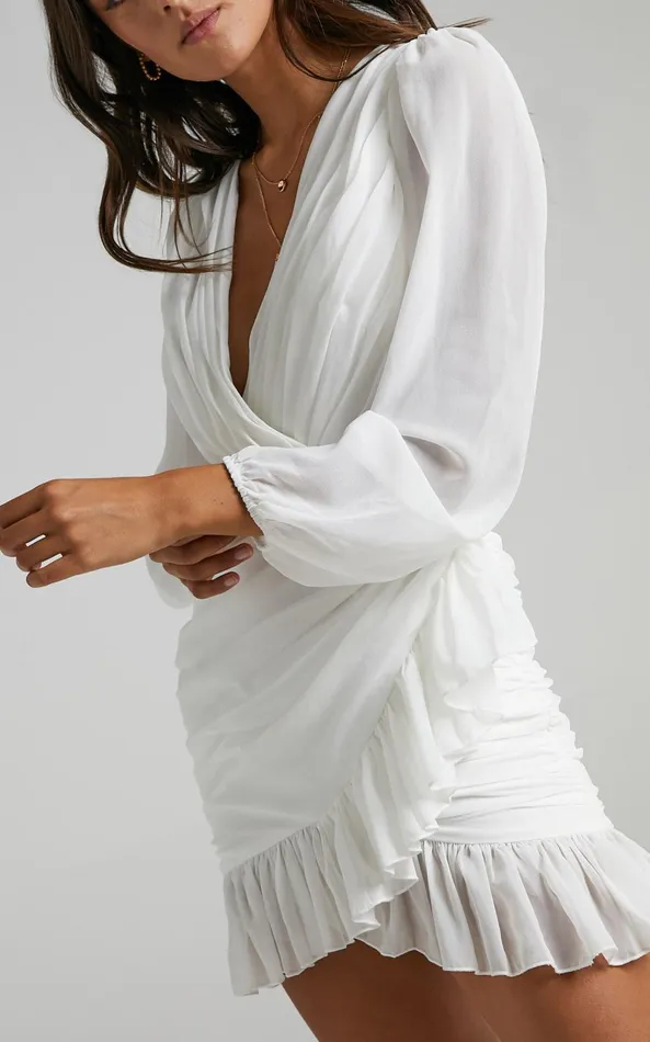 Showpo Can I Be Your Honey Long Sleeve Mini Dress In White Women Curve Clothes Showpo Can I Be Your Honey Long Sleeve Mini Dress In White Women Curve Clothes