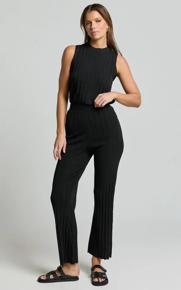 Showpo Candice Pants 8211 Knitted High Waist Pants In Black Women Pants