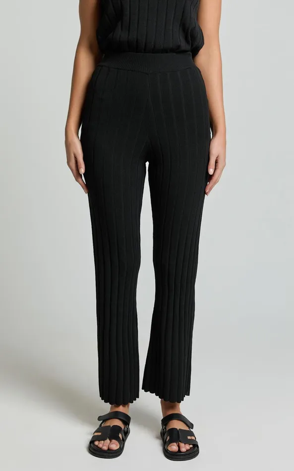 Showpo Candice Pants 8211 Knitted High Waist Pants In Black Women Pants