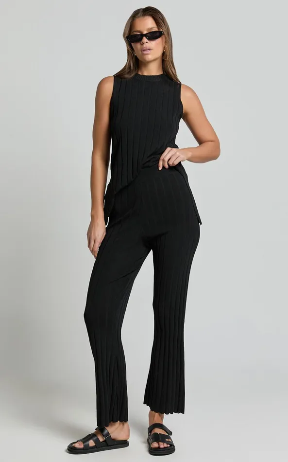 Showpo Candice Pants 8211 Knitted High Waist Pants In Black Women Pants