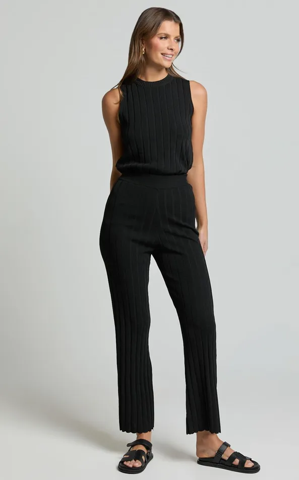 Showpo Candice Pants 8211 Knitted High Waist Pants In Black Women Pants