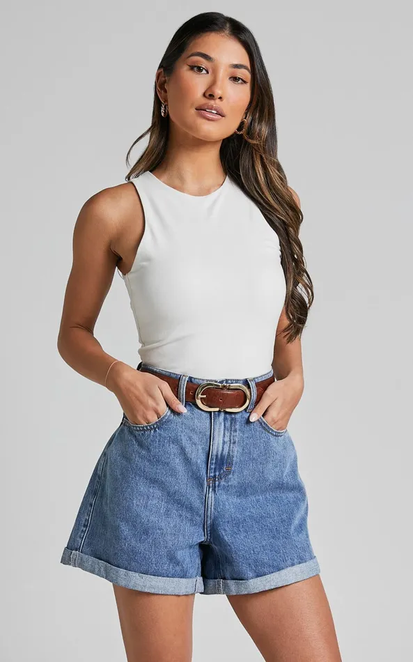 Showpo Cardella Tank 8211 Jersey Long Line Scoop Neck Top In White Women Curve Clothes