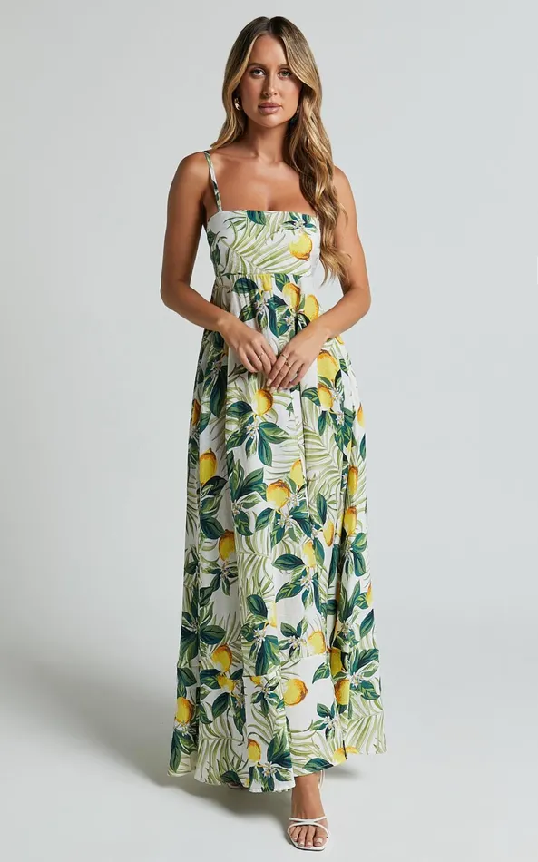 Showpo Cardi Maxi Dress 8211 Strappy Straight Neck A Line Dress In Yellow Women Dresses