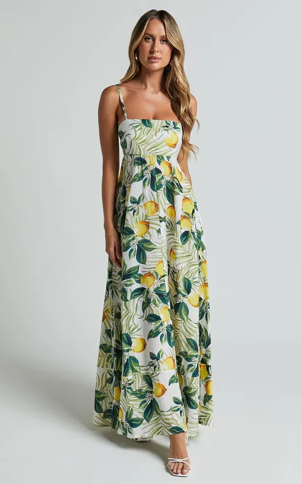 Showpo Cardi Maxi Dress 8211 Strappy Straight Neck A Line Dress In Yellow Women Dresses