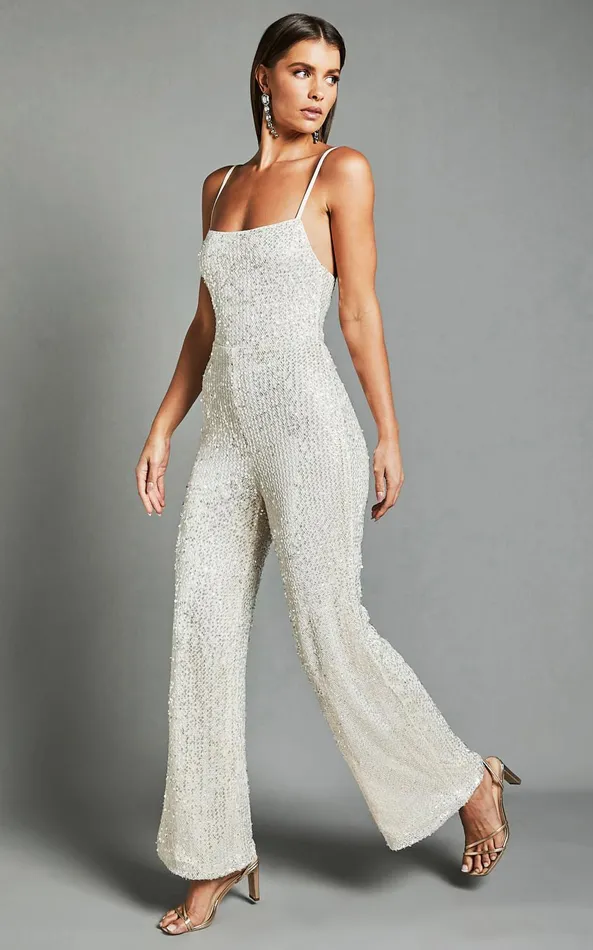 Showpo Carlie Jumpsuit 8211 Straight Neck Strappy Sequin In Champagne Women Jumpsuits Showpo Carlie Jumpsuit 8211 Straight Neck Strappy Sequin In Champagne Women Jumpsuits