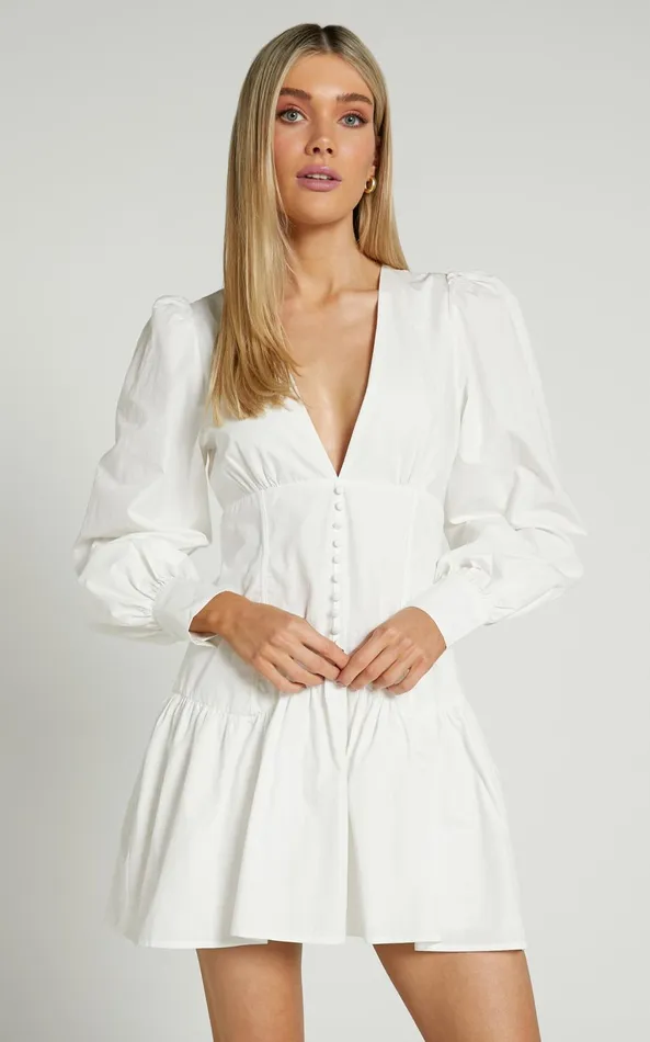 Showpo Carlyle Mini Dress 8211 Long Sleeve Corset Dress In White Women Curve Clothes Showpo Carlyle Mini Dress 8211 Long Sleeve Corset Dress In White Women Curve Clothes