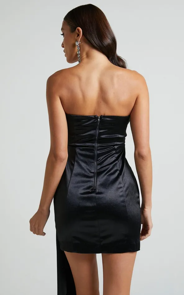 Showpo Carmelita Mini Dress 8211 Strapless Wrap Dress In Black Women Dresses