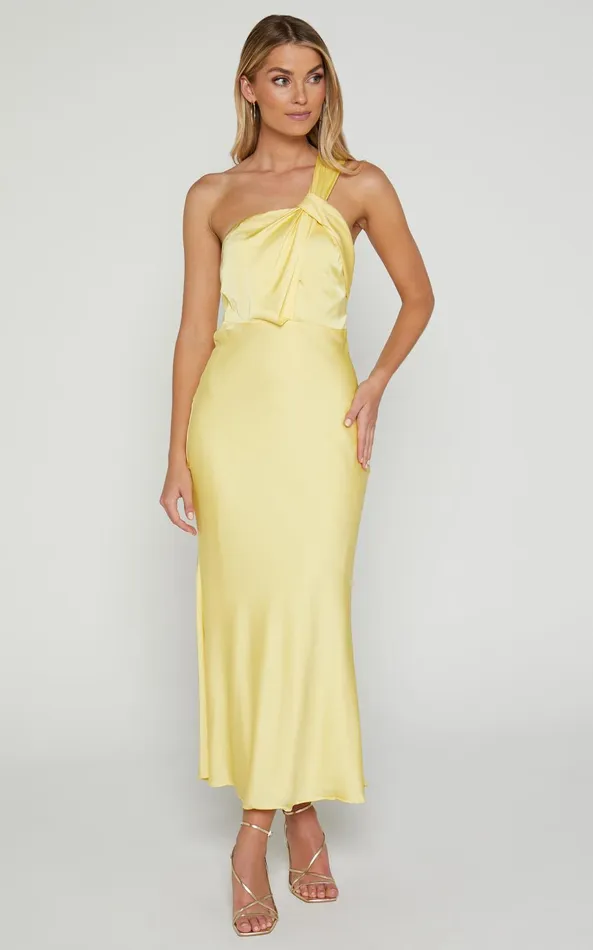 Showpo Carmella Midi Dress 8211 One Shoulder Twist Detail Dress In Butter Yellow Women Dresses Showpo Carmella Midi Dress 8211 One Shoulder Twist Detail Dress In Butter Yellow Women Dresses