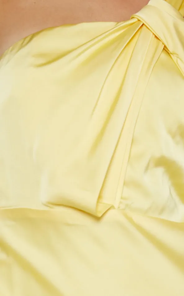 Showpo Carmella Midi Dress 8211 One Shoulder Twist Detail Dress In Butter Yellow Women Dresses