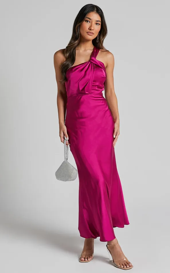 Showpo Carmella Midi Dress 8211 One Shoulder Twist Detail Dress In Grape Women Dresses Showpo Carmella Midi Dress 8211 One Shoulder Twist Detail Dress In Grape Women Dresses