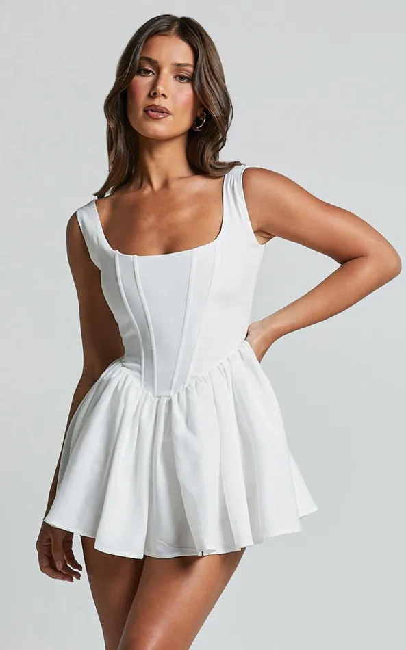 Showpo Carolyn Mini Dress 8211 Wide Strap Sleeveless Fit And Flare Dress In White Women Dresses Showpo Carolyn Mini Dress 8211 Wide Strap Sleeveless Fit And Flare Dress In White Women Dresses