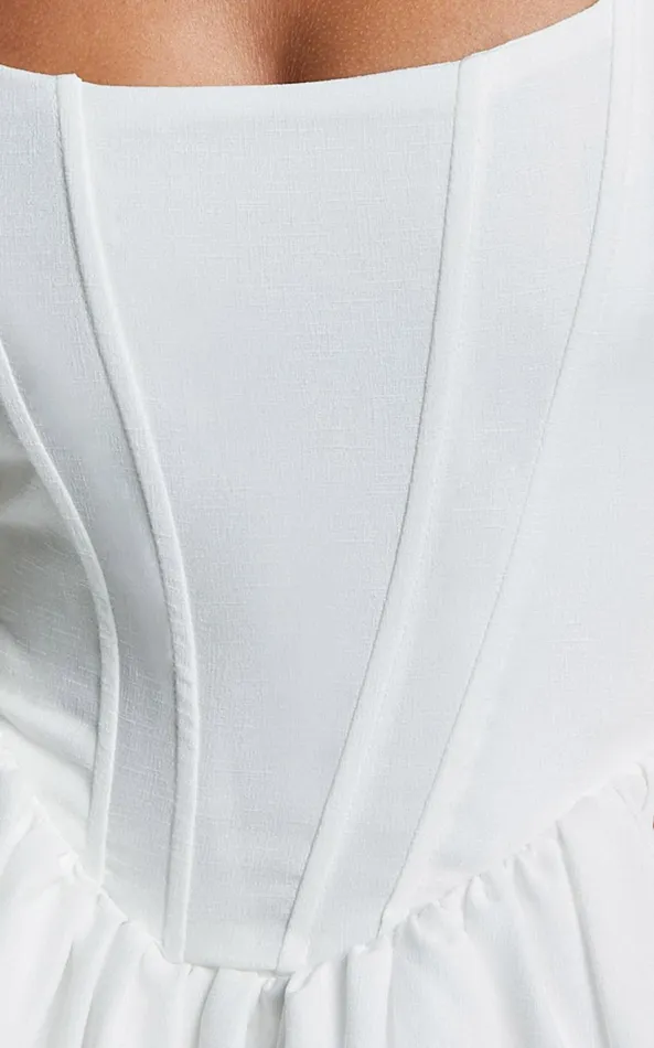 Showpo Carolyn Mini Dress 8211 Wide Strap Sleeveless Fit And Flare Dress In White Women Dresses