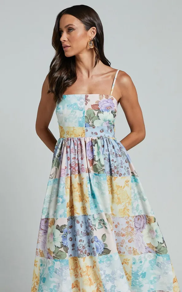 Showpo Carolynne Midi Dress 8211 Strappy Empire Waist Dress In Vintage Floral Women Dresses
