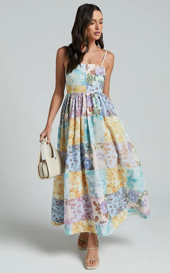 Showpo Carolynne Midi Dress 8211 Strappy Empire Waist Dress In Vintage Floral Women Dresses