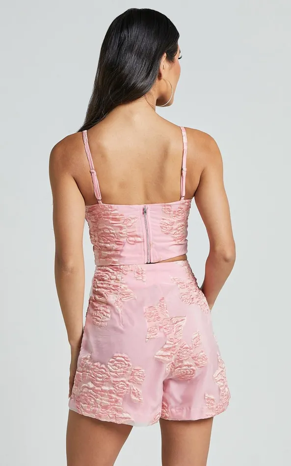 Showpo Casey Top 8211 Jacquard Strappy Corset In Light Pink Women Tops
