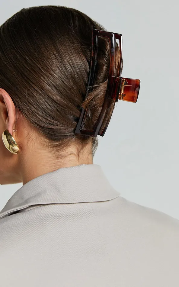 Showpo Cece Hair Clip 8211 Thin Rectangle Clip In Tort Women Hair