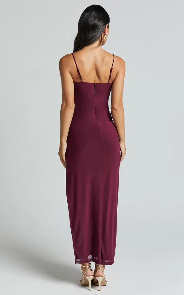 Showpo Cecelia Midi Dress 8211 Ruffle Detail Dress In Grape Women Dresses