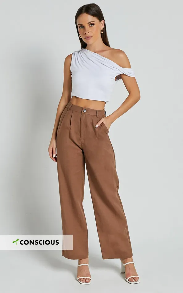 Showpo Celenia Pants 8211 High Waisted Wide Leg Pants In Tobacco Women Pants