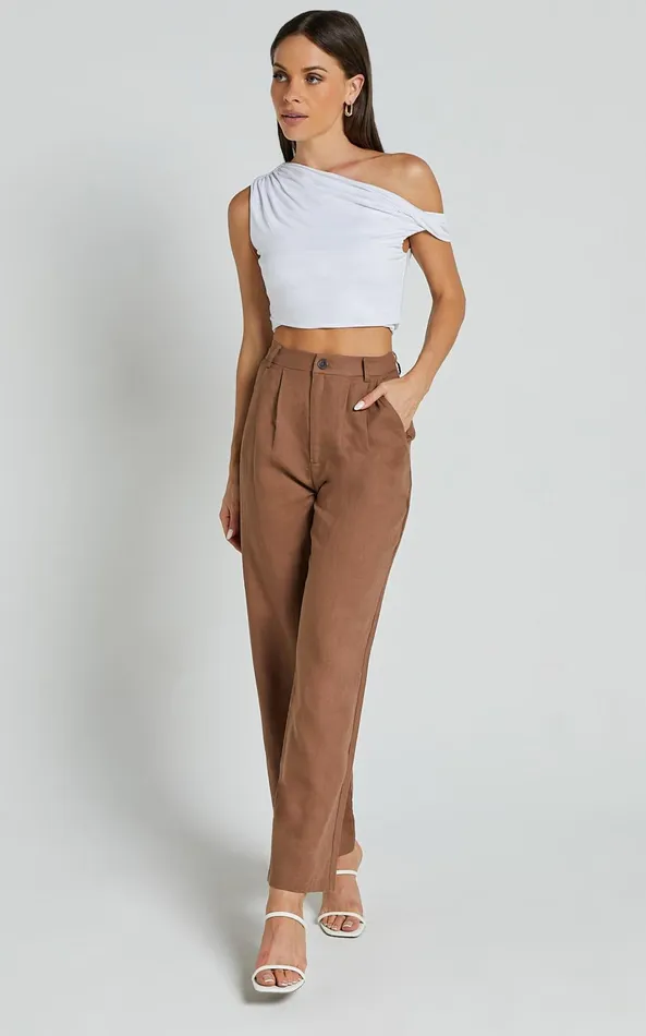 Showpo Celenia Pants 8211 High Waisted Wide Leg Pants In Tobacco Women Pants