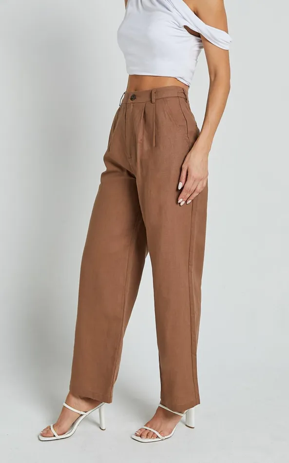 Showpo Celenia Pants 8211 High Waisted Wide Leg Pants In Tobacco Women Pants