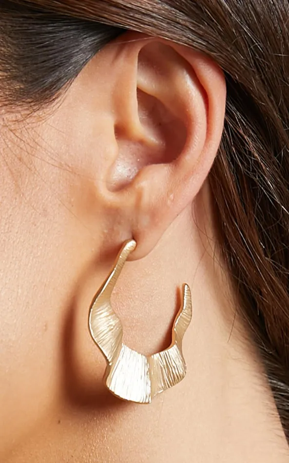 Showpo Celynna Earrings 8211 Wavy Half Hoop Earrings In Gold Women Earrings
