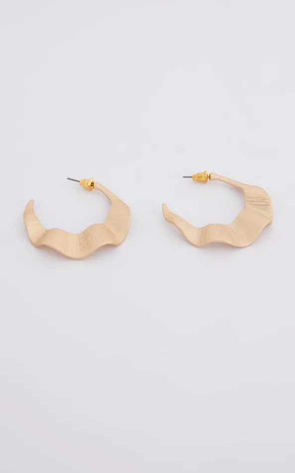 Showpo Celynna Earrings 8211 Wavy Half Hoop Earrings In Gold Women Earrings