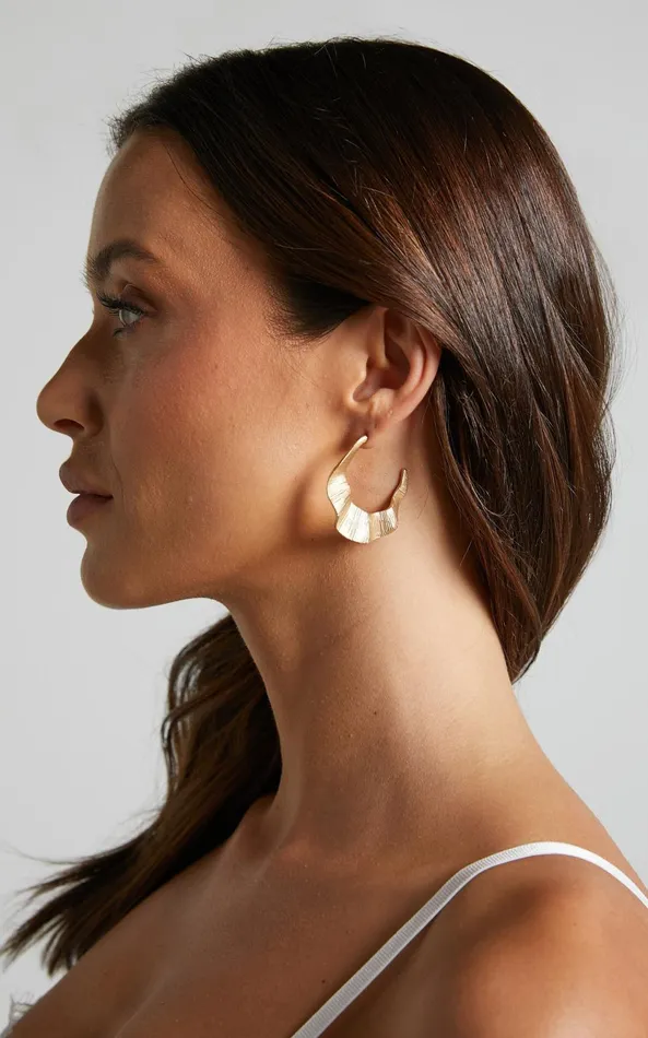Showpo Celynna Earrings 8211 Wavy Half Hoop Earrings In Gold Women Earrings