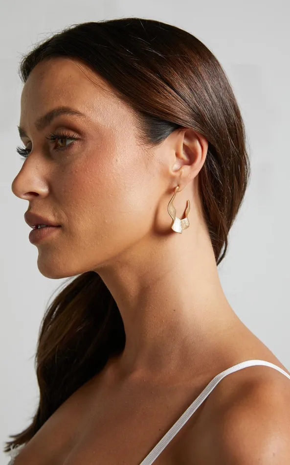 Showpo Celynna Earrings 8211 Wavy Half Hoop Earrings In Gold Women Earrings