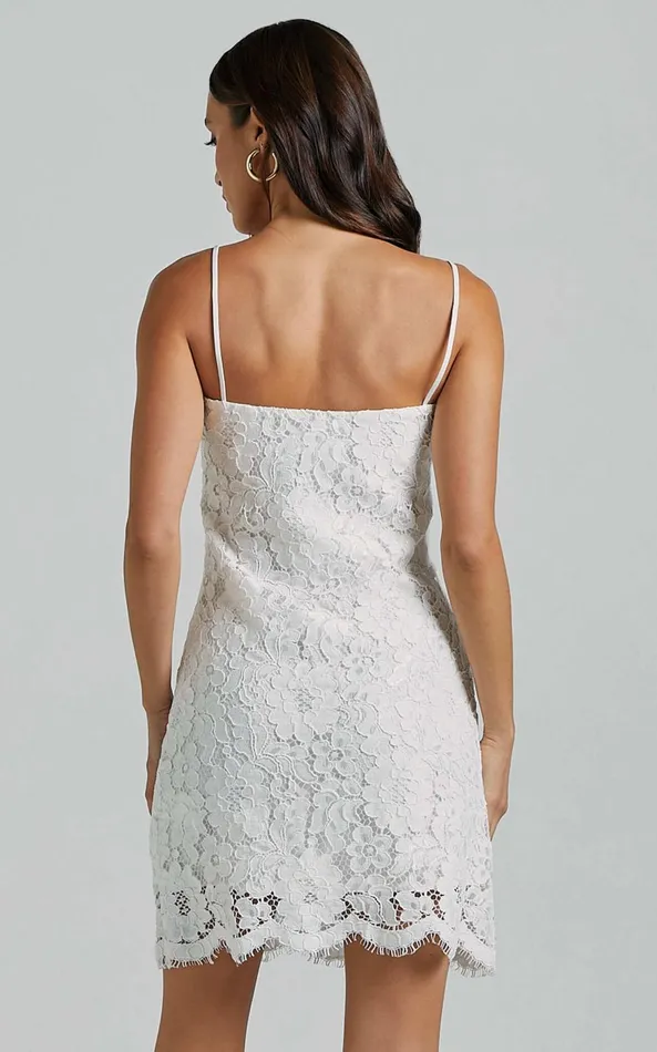 Showpo Cera Mini Dress 8211 Strappy Lace Slip In White Women Dresses