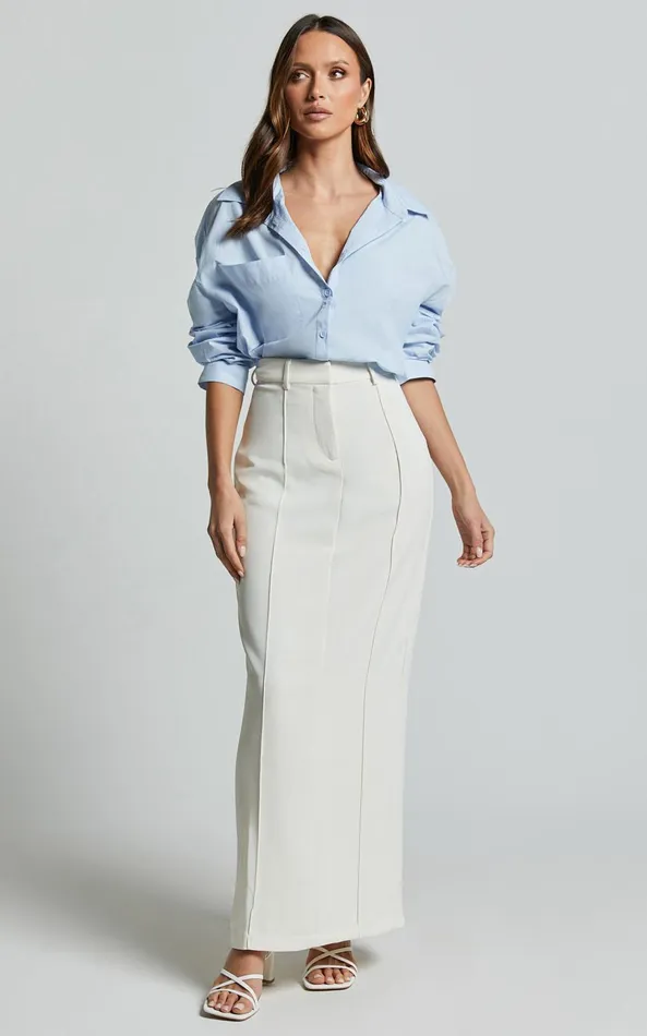 Showpo Chaemay Shirt 8211 Long Sleeve Shirt In Blue Women Curve Clothes