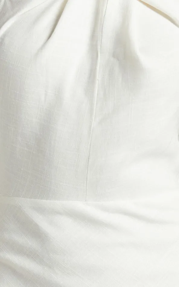 Showpo Chanah Maxi Dress 8211 Linen Look Twist Front Halter Neck Tie Dress In Off White Women Dresses