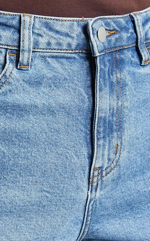 Showpo Chandler Jeans 8211 High Waisted Crop Straight Jeans In Mid Blue Wash Women Denim
