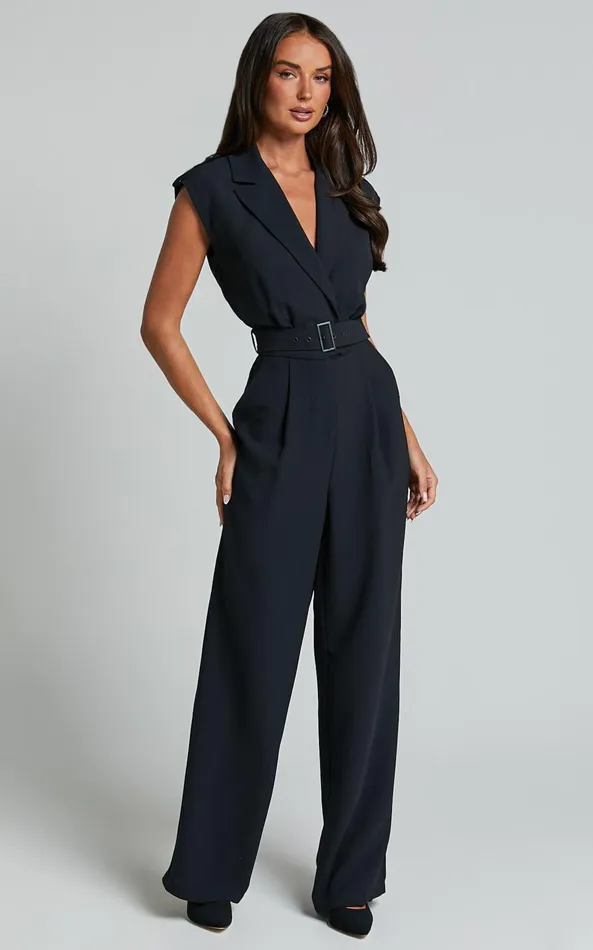 Showpo Chante Jumpsuit 8211 V Neck Belted Wide Leg Jumpsuit In Black Women Jumpsuits Showpo Chante Jumpsuit 8211 V Neck Belted Wide Leg Jumpsuit In Black Women Jumpsuits