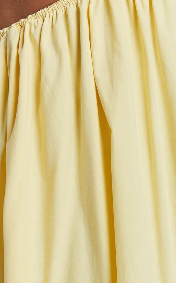 Showpo Chantrell Midi Dress 8211 Puff Sleeve Dress In Lemon Women Dresses