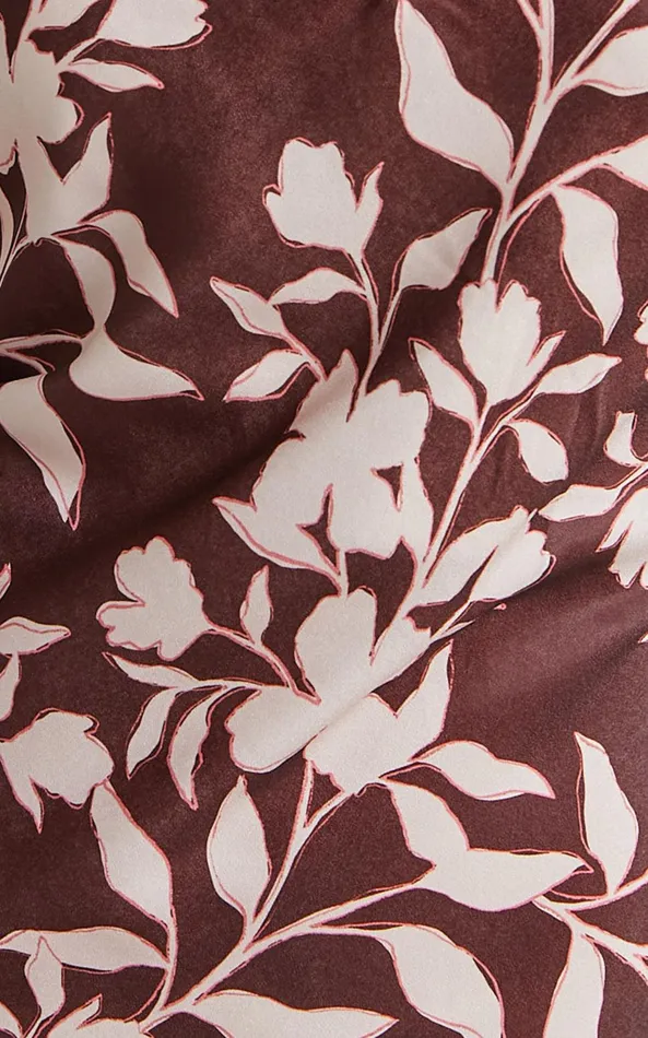 Showpo Charesse Maxi Dress 8211 Satin Bias Cut Scoop Neck Low Back Slip Dress In Choc Floral Women Dresses