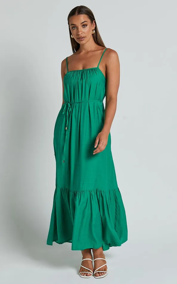 Showpo Charisse Maxi Dress 8211 Strappy Scoop Neck Relaxed Gathered Dress In Green Women Dresses Showpo Charisse Maxi Dress 8211 Strappy Scoop Neck Relaxed Gathered Dress In Green Women Dresses