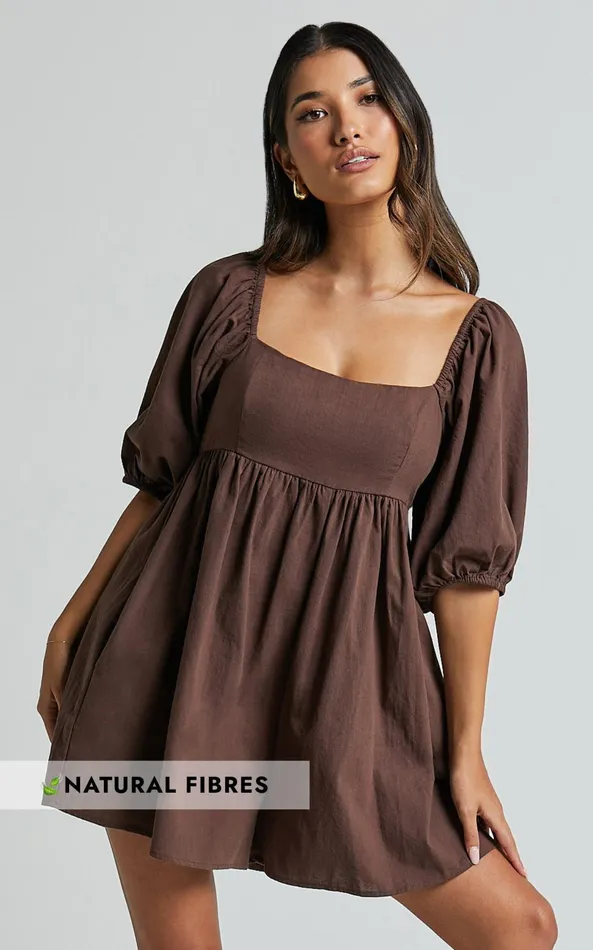 Showpo Chariti Playsuit 8211 Linen Look Puff Sleeve Relaxed Playsuit In Chocolate Women Rompers Showpo Chariti Playsuit 8211 Linen Look Puff Sleeve Relaxed Playsuit In Chocolate Women Rompers