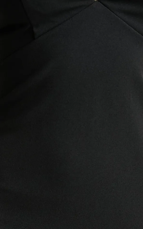 Showpo Charity Midi Dress 8211 Diamante Strap Detail Plunge Dress In Black Women Dresses