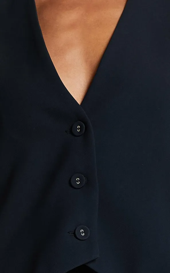 Showpo Charla Top 8211 Tailored Button Through Vest In Black Women Tops