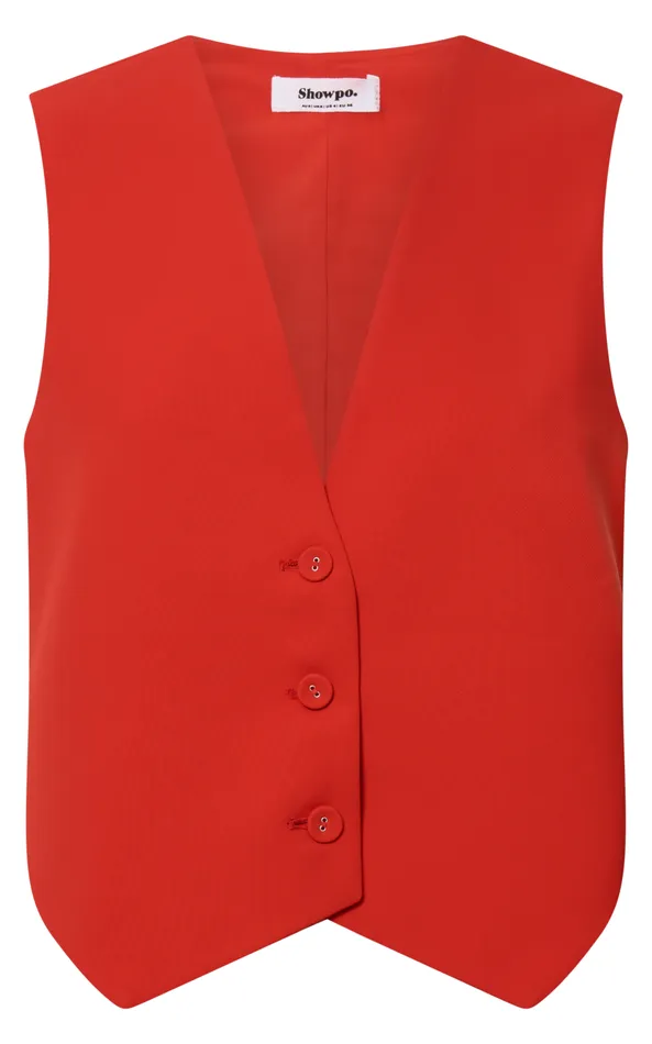 Showpo Charla Top 8211 Tailored Button Through Vest In Red Women Curve Clothes