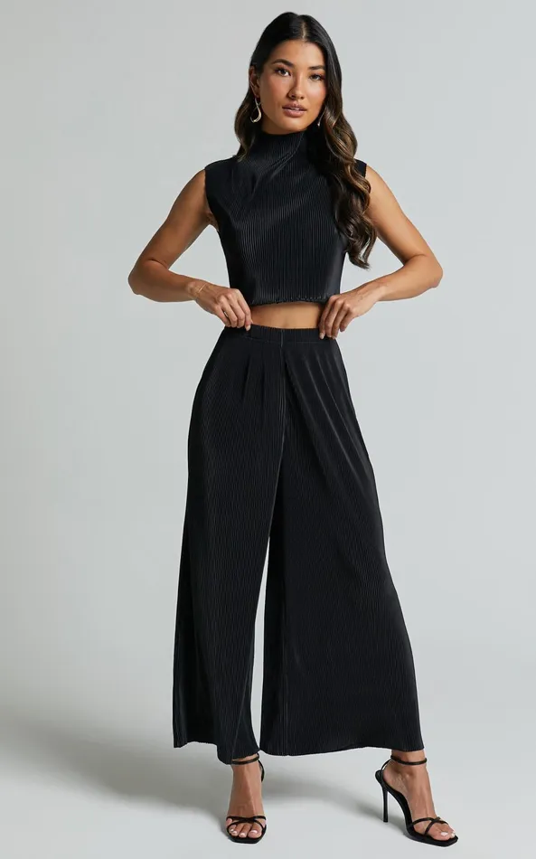 Showpo Charlia Pants 8211 78 Pleated Wide Leg Pants In Black Women Pants