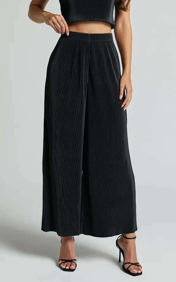 Showpo Charlia Pants 8211 78 Pleated Wide Leg Pants In Black Women Pants