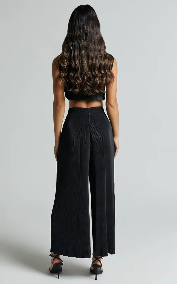 Showpo Charlia Pants 8211 78 Pleated Wide Leg Pants In Black Women Pants