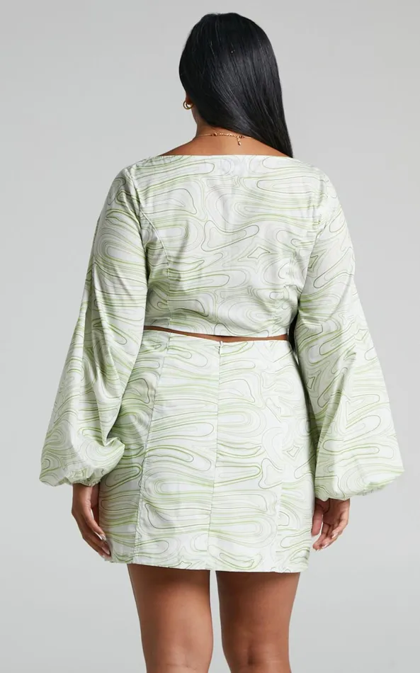 Showpo Charlie Holiday 8211 Pricilla Mini Skirt In Abstract Wave Women Skirts
