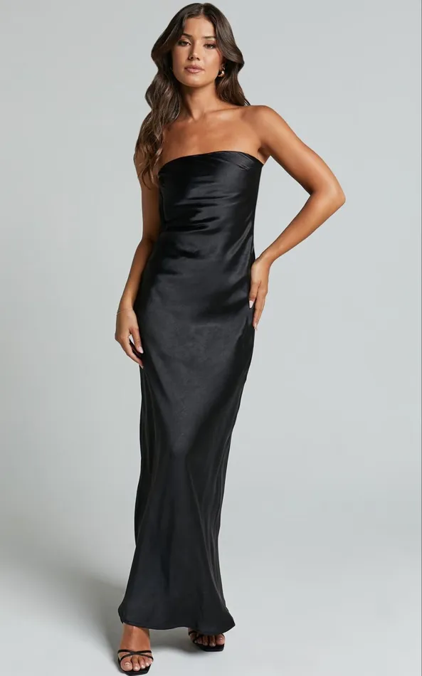 Showpo Charlita Maxi Dress 8211 Strapless Cowl Back Satin Dress In Black Women Dresses Showpo Charlita Maxi Dress 8211 Strapless Cowl Back Satin Dress In Black Women Dresses