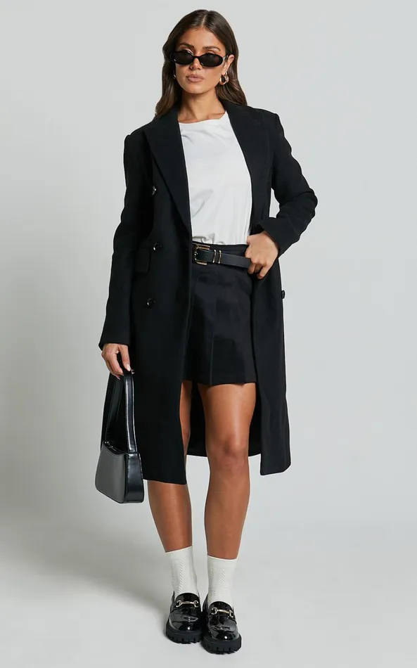 Showpo Charlotte Coat 8211 Double Breasted Long Line Coat In Black Women Jackets and Coats Showpo Charlotte Coat 8211 Double Breasted Long Line Coat In Black Women Jackets and Coats